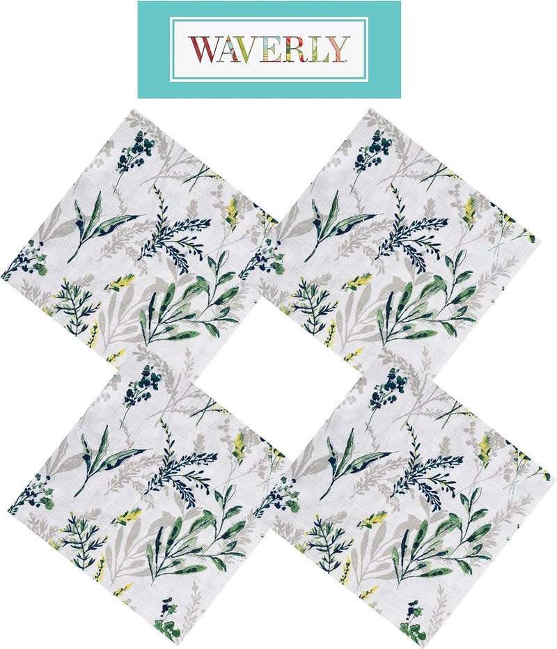 Waverly Meadow Views IndoorOutdoor Floral Print Fabric Napkins Blue Green and Yellow Wildflower Design Stain and Water Resistant Tablecloth Wrinkle Free Fabric Napkins Set of 4 Napkins Purple - Image 5