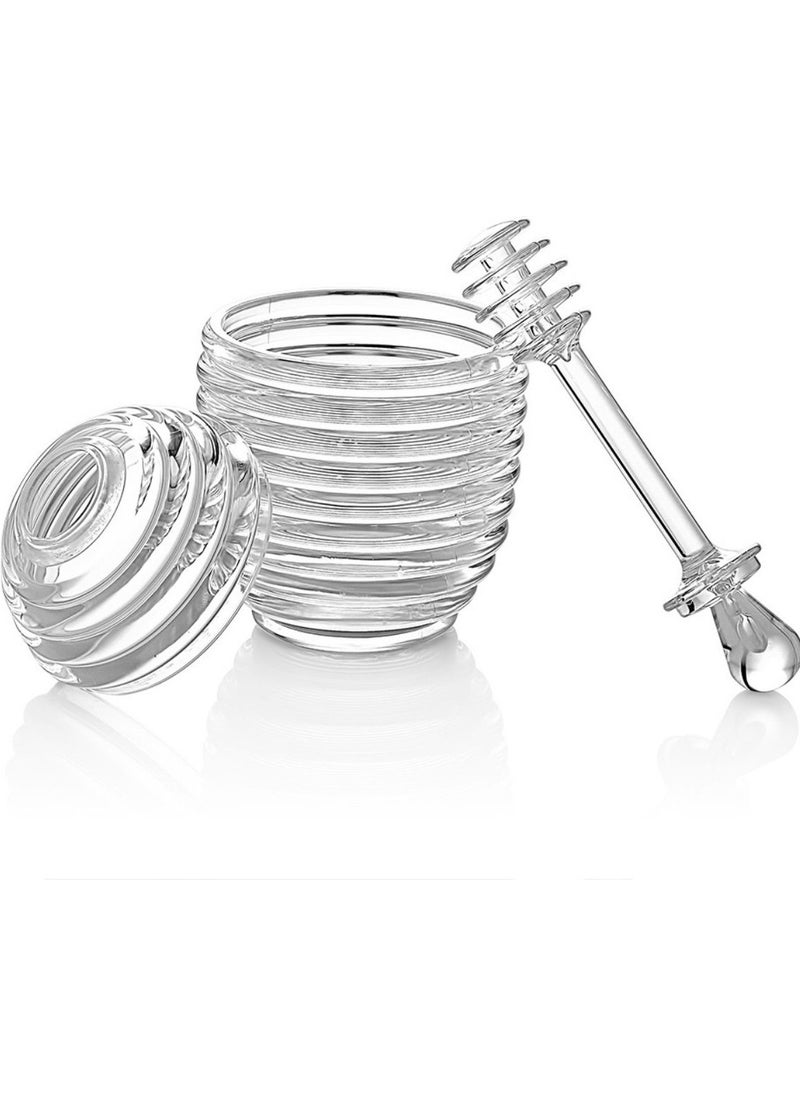 Rotanev - Hive Shaped 3 Piece Crystal Honey Jar with Spoon Mika Jar Honey and Jam Jar Breakfast - Image 1