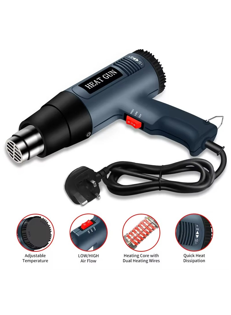 2000W Heat Gun [300-650°C]，Hot Air Gun for Shrink Wrapping，Overheating Protection & Voltage 220V - Image 2