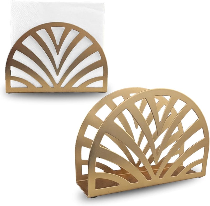 مجموعة ميوماو من قطعتين من حاملات المناديل الورقية، منظم للطاولات والمطابخ، مصنوع من الحديد الزهر، تصميم كلاسيكي للمطاعم، حامل مناديل ورقي قائم بذاته، مناسب للطاولات والمنازل، لون ذهبي مطفي