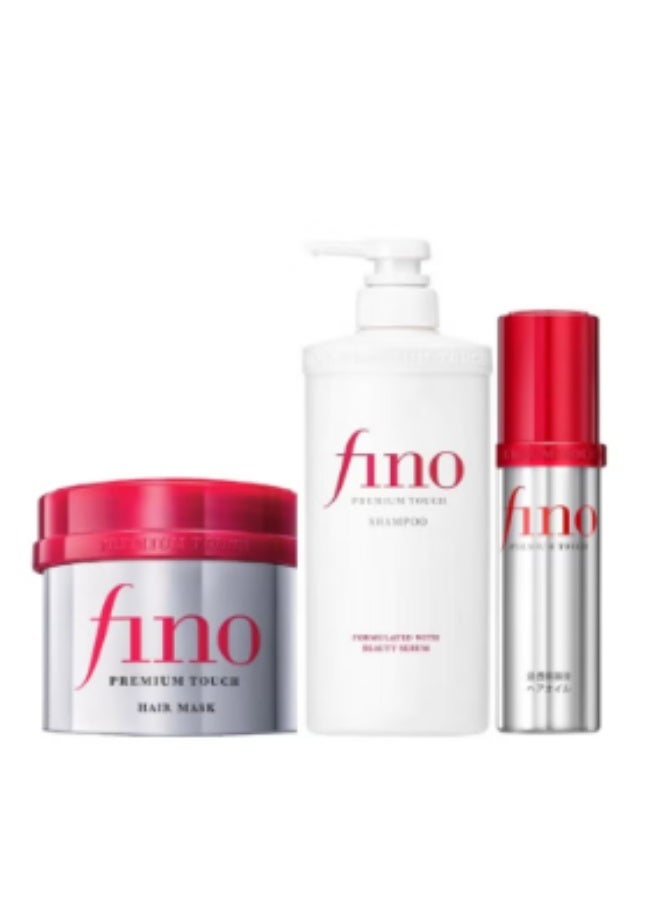 فينو مجموعة العناية بالشعر فينو بريميوم تاتش الفاخرة - شامبو، ماسك، وزيت - لإصلاح الشعر الجاف والتالف - Image 1