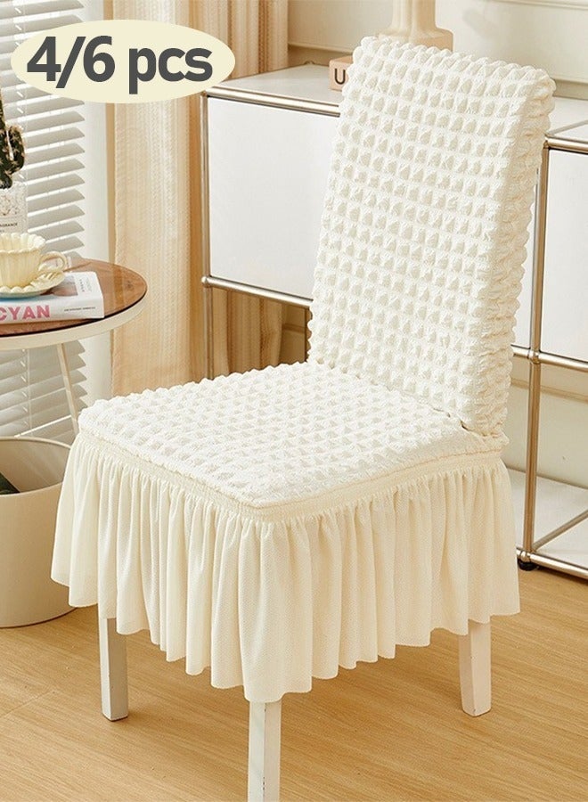 Bukela 4/6-Piece Chair Covers, Stretchable Chair Covers, Dining Room Chair Covers with Long Skirt, Chair Protector, Soft Touch Seat Covers for Dining Room Banquet Party Home Decoration - Image 1