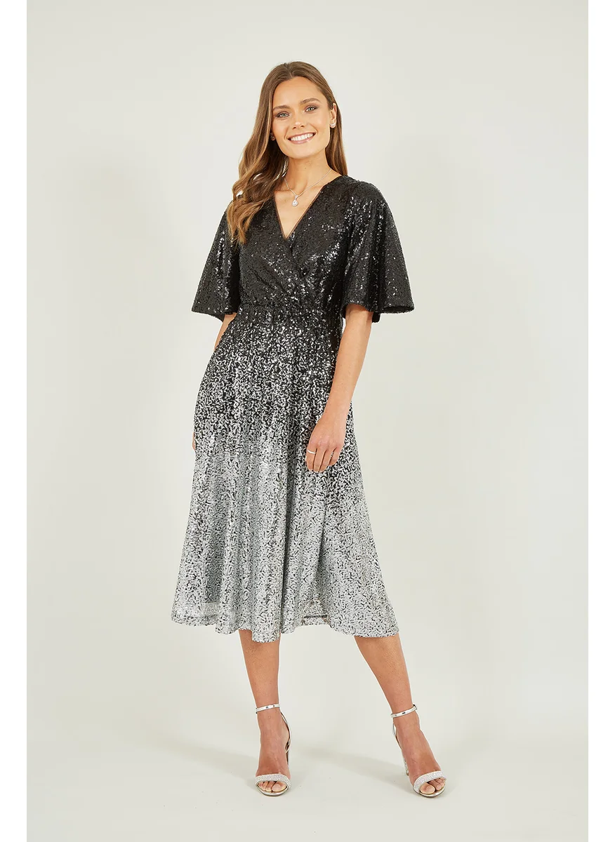 Yumi Ombre Sequin Midi Wrap Dress