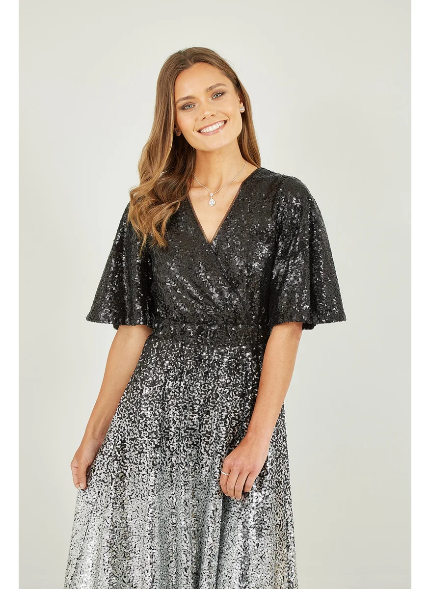 يامي Ombre Sequin Midi Wrap Dress