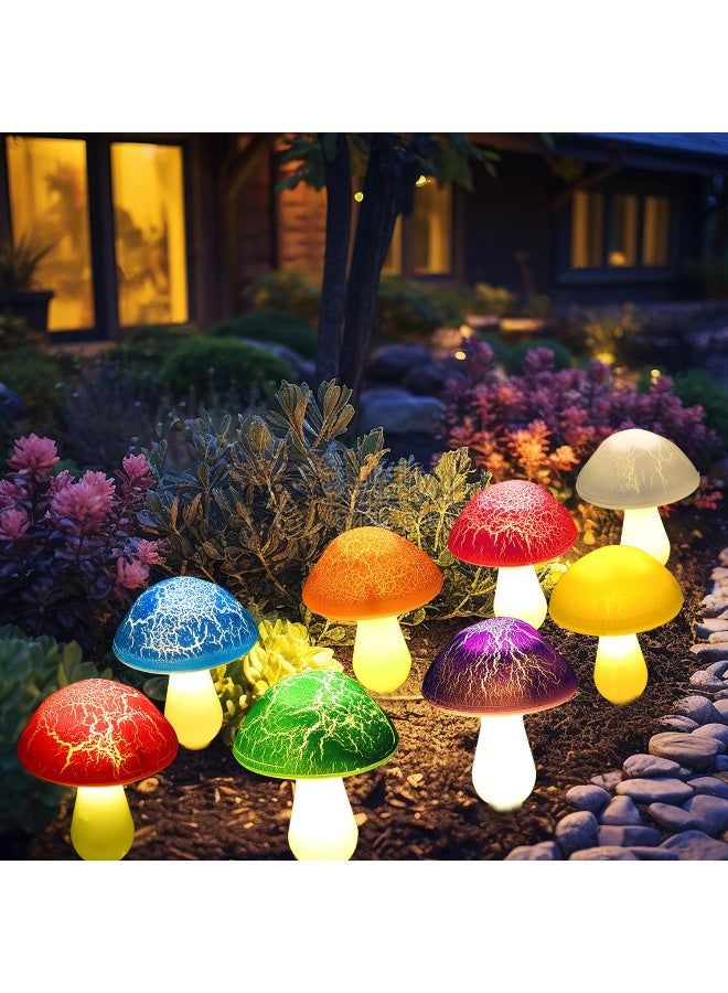 8 Pack Solar Mushroom Crackle Garden Stake Lights, Waterproof Outdoor Decorative Pathway Lights - Image 3