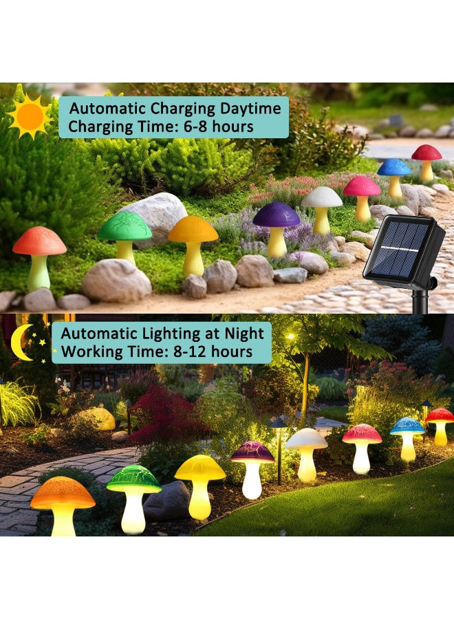 8 Pack Solar Mushroom Crackle Garden Stake Lights, Waterproof Outdoor Decorative Pathway Lights - Image 5