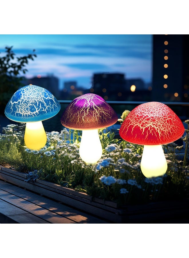 8 Pack Solar Mushroom Crackle Garden Stake Lights, Waterproof Outdoor Decorative Pathway Lights - Image 2