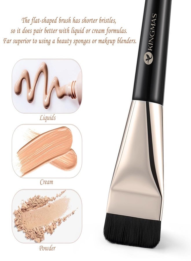 KINGMAS 2Pcs Flat Foundation Brush, Korean Spatula Facial Makeup Brush, Ultra Thin Concealer Contour Brush for Liquid Cream Blending - Image 3