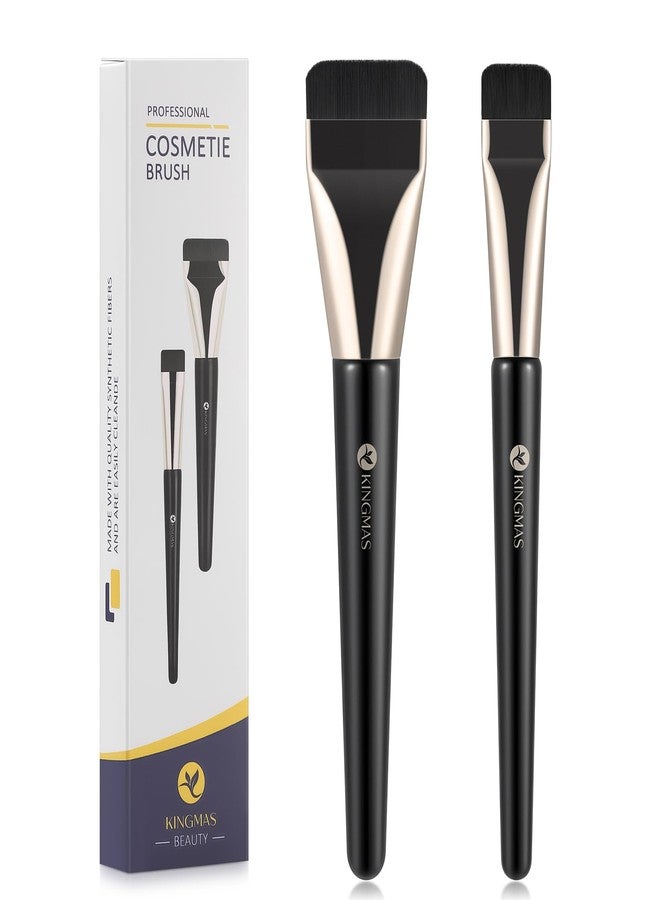 KINGMAS 2Pcs Flat Foundation Brush, Korean Spatula Facial Makeup Brush, Ultra Thin Concealer Contour Brush for Liquid Cream Blending - Image 1