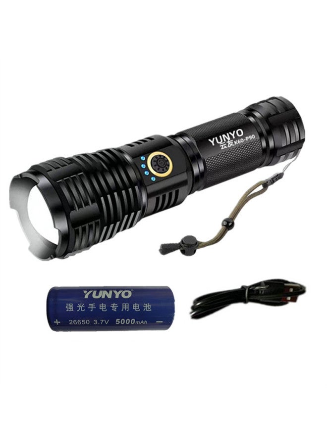 Strong Flashlight Yunyou K37/K56/K60/Y001/M027/M057/056 White Laser Outdoor Charging Lamp-Product Specifications:Yunyou K60-P90 Strong Flashlight  - Image 1