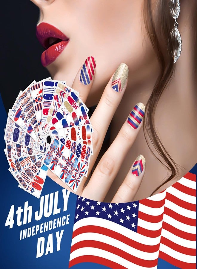 SILPECWEE 15 Sheets 4th of July Nail Polish Strips Independence Day Nail Wraps for Women Patriotic American Nail Polish Stickers Self Adhesive Fingernail Manicure Design with Nail File - Image 2