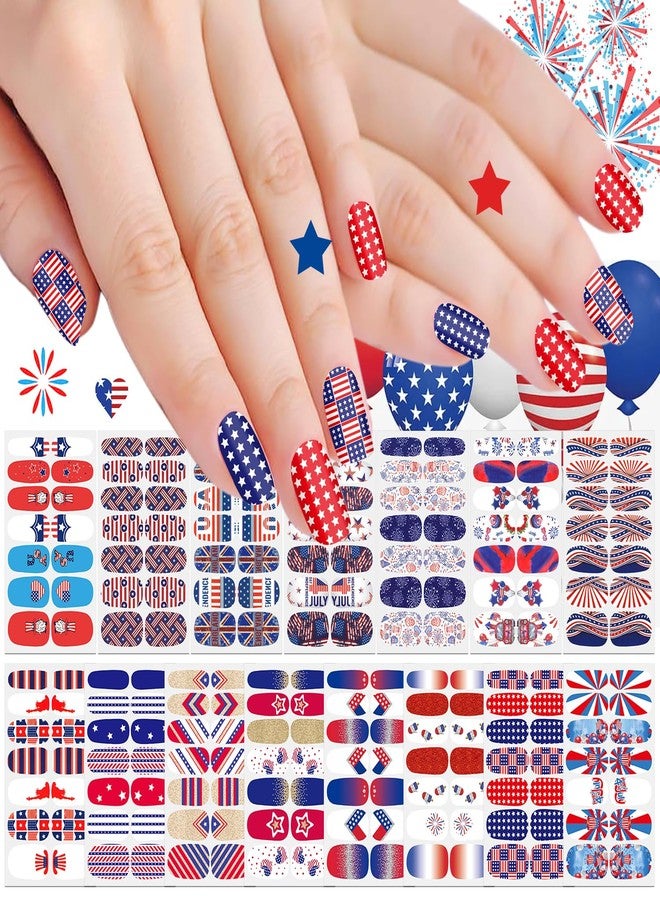 SILPECWEE 15 Sheets 4th of July Nail Polish Strips Independence Day Nail Wraps for Women Patriotic American Nail Polish Stickers Self Adhesive Fingernail Manicure Design with Nail File - Image 1