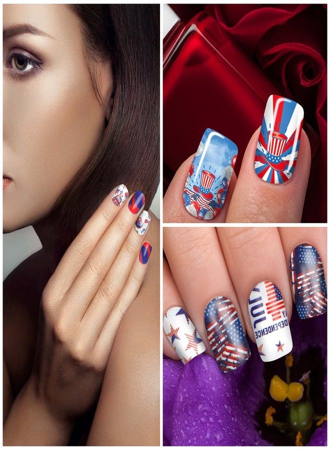 SILPECWEE 15 Sheets 4th of July Nail Polish Strips Independence Day Nail Wraps for Women Patriotic American Nail Polish Stickers Self Adhesive Fingernail Manicure Design with Nail File - Image 4