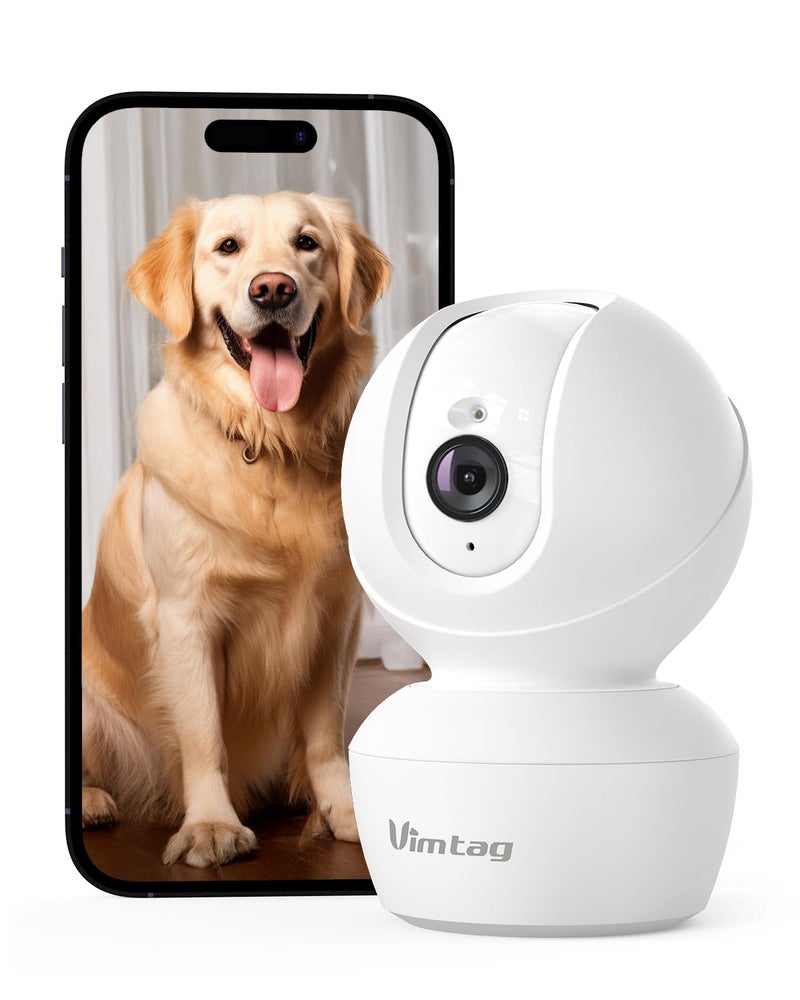VIMTAG 4MP 5G Security Camera Indoor, Pet Camera with Speaker for Dog/Cat, Free AI Detection Indoor Camera with Phone App, Motion Tracking, Night Vision,2-Way Audio, Support 128GB Card(Not Included) - Image 1