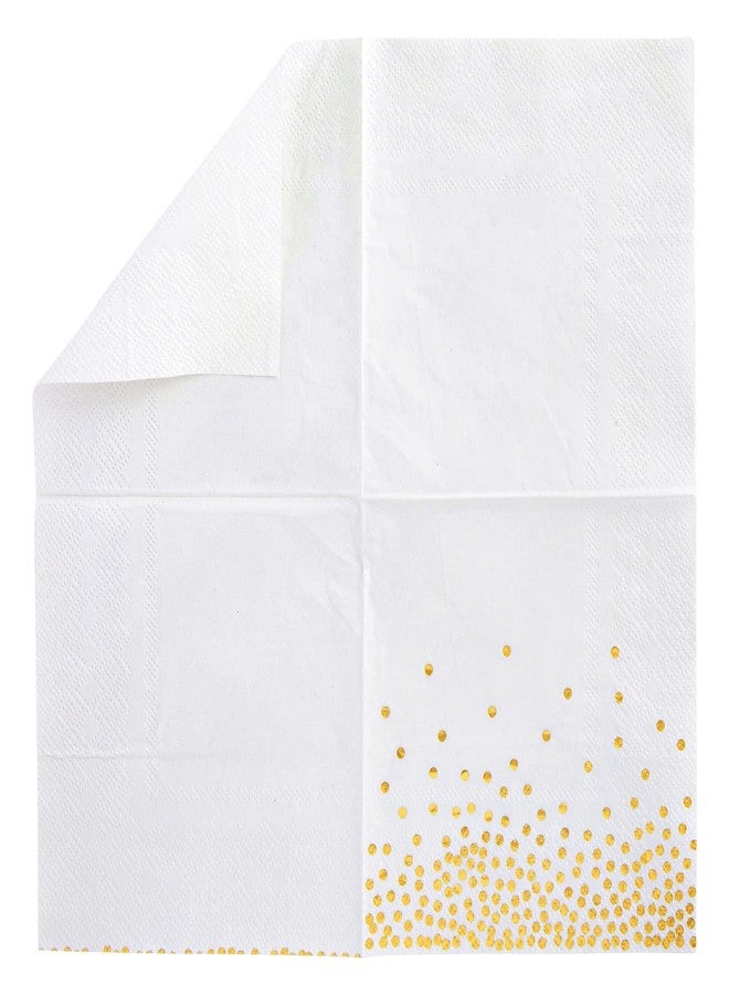 Juvale White & Gold Polka Dot Paper Cocktail & Beverage Napkins - 5 x 5 In, 100-Pack, 3-Ply Disposable - Wedding Cocktail Napkins for Bridal Showers & Anniversary Parties - Image 4