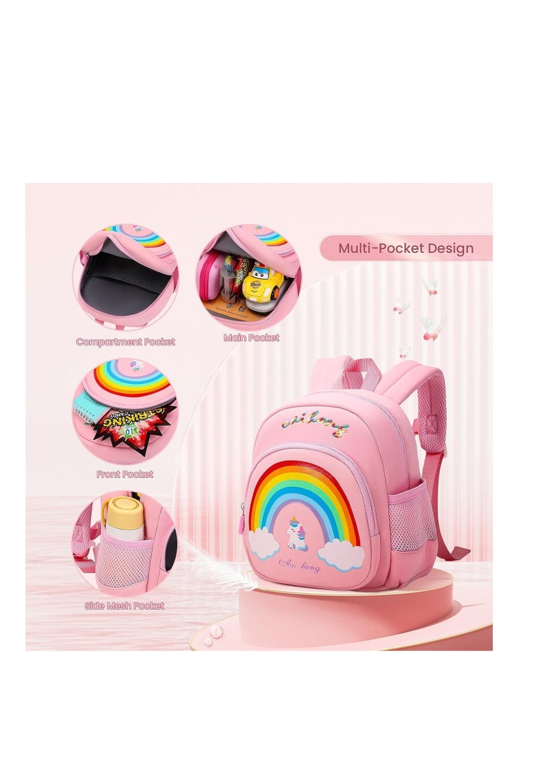 KASTWAVE - Toddler Unicorn Backpack, Child Backpacks For School & Travel, Kindergarten Elementary Toddler bag, 10" H with Anti-lost Safety Leash for Daycare Outdoor - Image 1