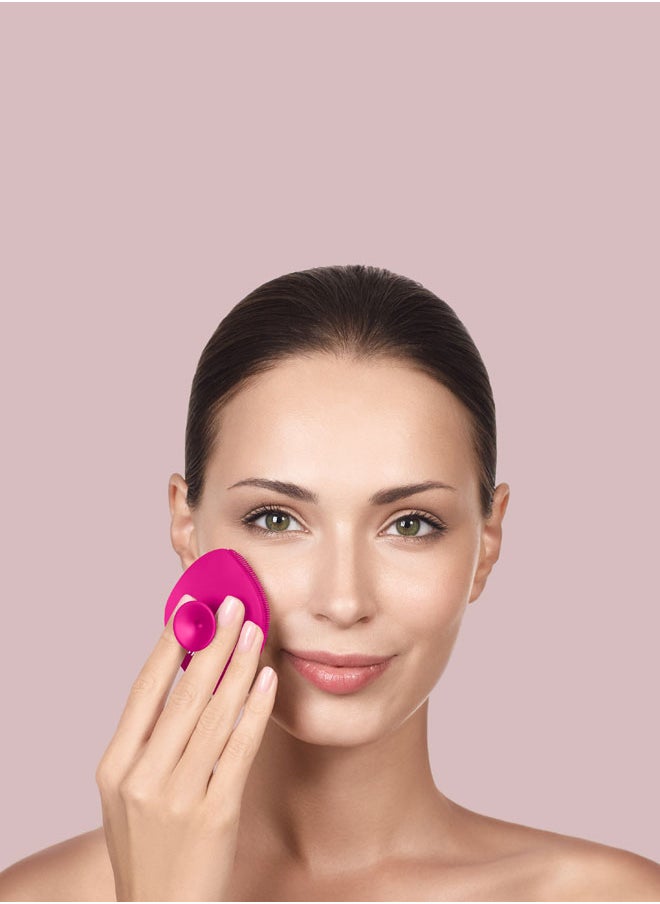 GESKE - Smart App Guided Facial Brush And Facial Cleansing Brush With Handle Soft Silicone Brush Professional Facial Cleansing Device Skin Cleansing Device - Magenta - Image 1