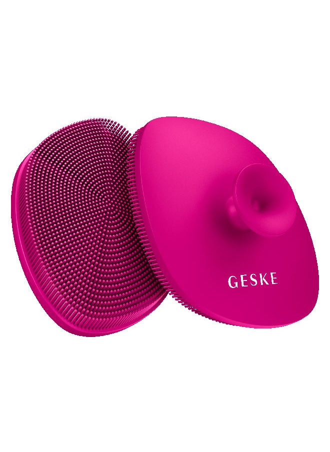 GESKE - Smart App Guided Facial Brush And Facial Cleansing Brush With Handle Soft Silicone Brush Professional Facial Cleansing Device Skin Cleansing Device - Magenta - Image 1