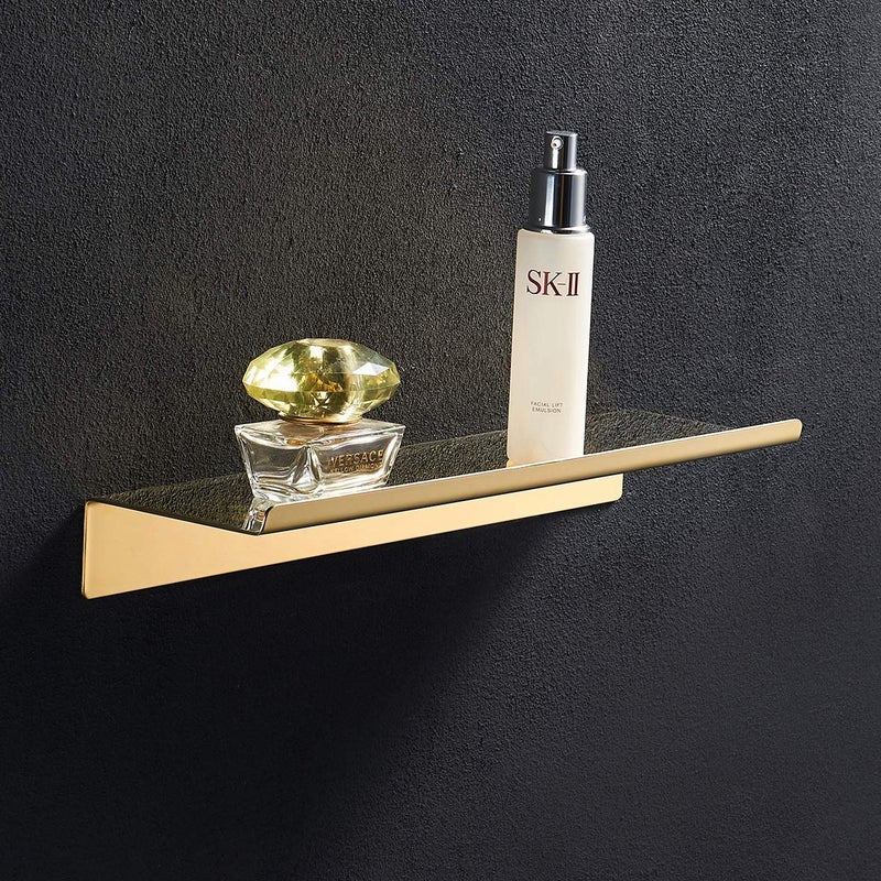 BGL Floating Shelf for Wall Gold Stainless Steel 304 Bathroom Shelf Gold 15.7 Inches for Bathroom Organizer - Image 2