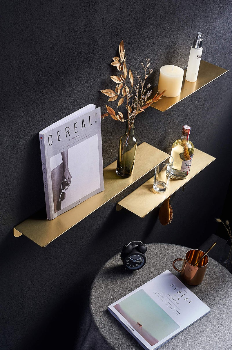 BGL Floating Shelf for Wall Gold Stainless Steel 304 Bathroom Shelf Gold 15.7 Inches for Bathroom Organizer - Image 4