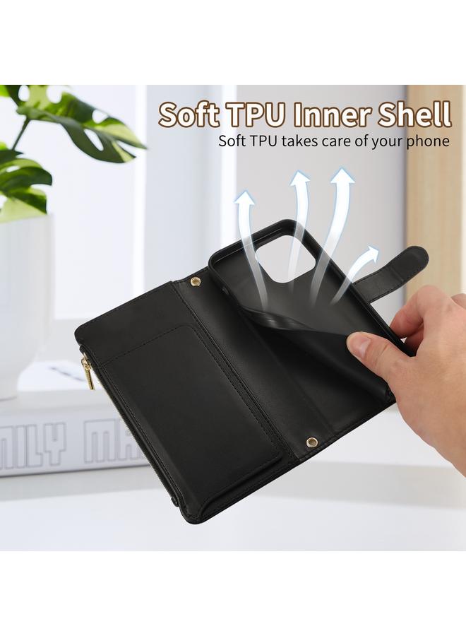 اس-توب جراب لهاتف iPhone 12 / 12 Pro، جراب جلدي بسحاب معيني الشكل - Image 3