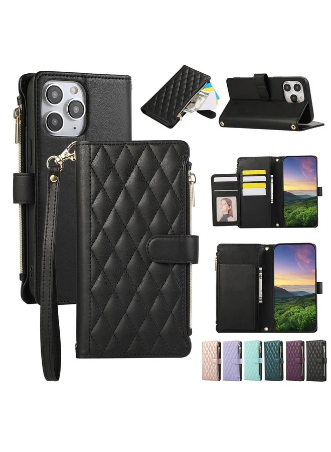 اس-توب جراب لهاتف iPhone 12 / 12 Pro، جراب جلدي بسحاب معيني الشكل - Image 1