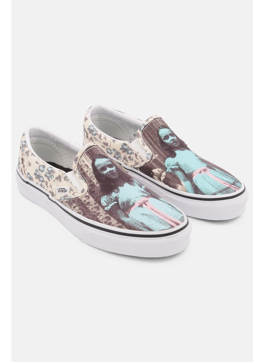 VANS Women Classic Slip On Low Cut Casual Shoes, Beige Combo  - Image 1
