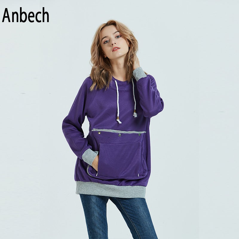 Oversized Pocket Hoodie Sweatshirt for Women Grey  - Image 3