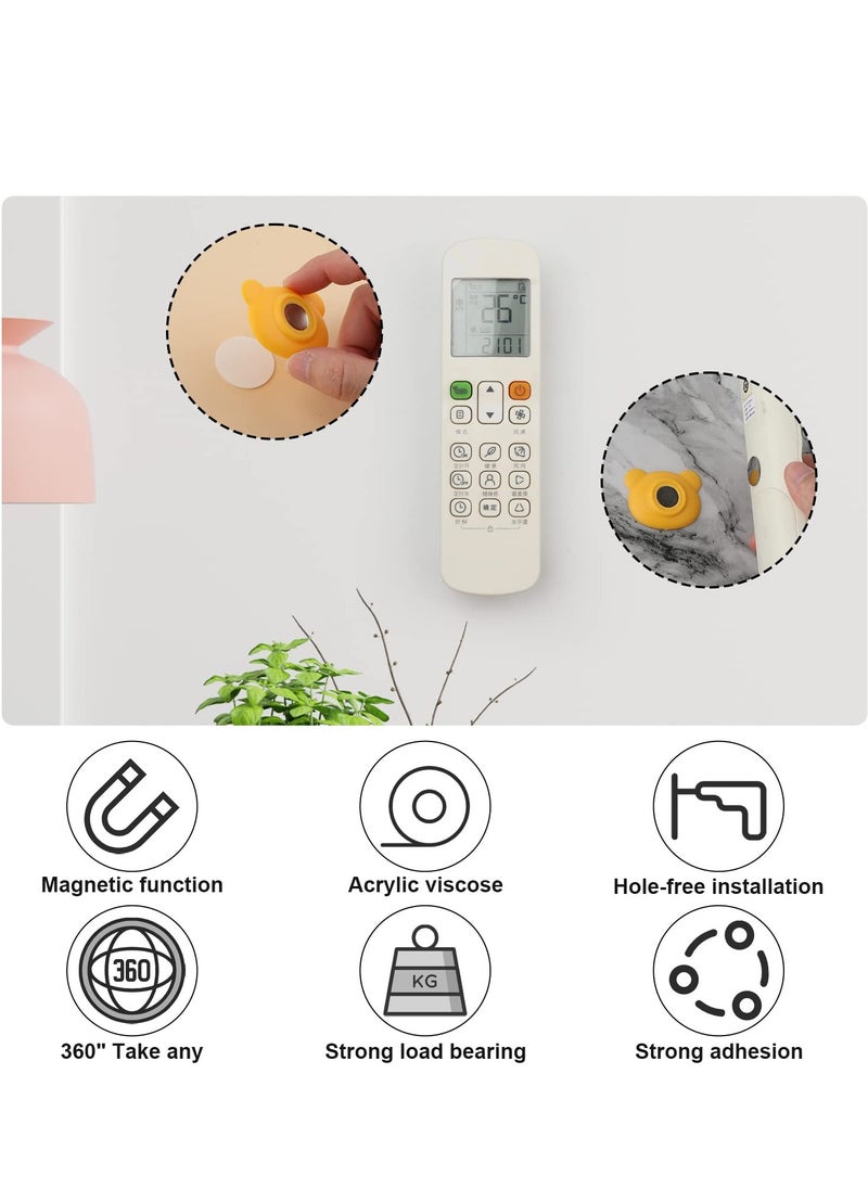 SYOSI Magnetic Remote Control Holder Wall Mount, 6pcs Cute Bear-shaped Magnetic Holder Strong Self-Adhesive Wall Holders for Remote Control Tools Keys Office Home Classroom Back of TV (2 Colors)  - Image 5