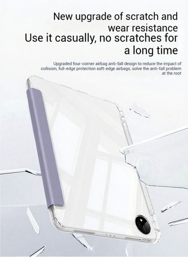 Redmi Pad SE 11 Inch Cover, For Redmi SE Cover With Pen Slot, Case For Shockproof Y Folding Stand, Transparent Tpu Protective Cover,  Flip Cover Stand Smart Wake-Up/ AED 23 Gift Set Anti-Glare Protective Film - Purple - Image 4