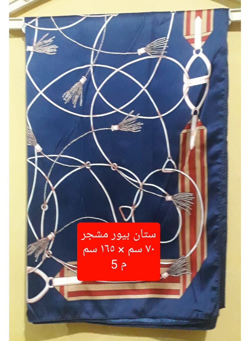 طرحة غطاء للرأس حريمى - ستان بيور مشجر وجه واحد - ملمس ناعم - مستطيل - طول ١٦٥ سم عرض ٧٠ سم - ارقى الموديلات - لكافة  المناسبات ( رسمة 5 )