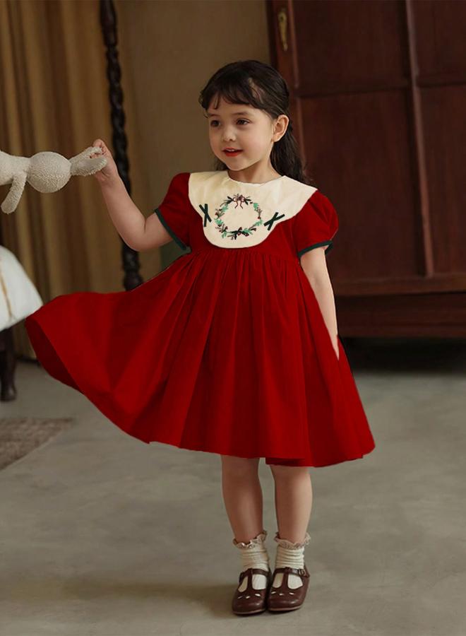 Take Two Girls Embroidered Puff Sleeve Dress - Image 5