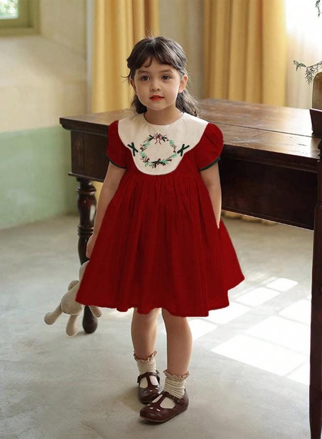 Take Two Girls Embroidered Puff Sleeve Dress - Image 1