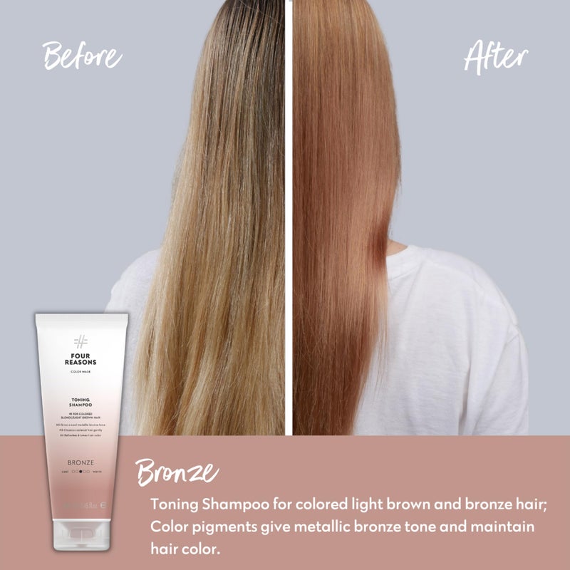 FOUR REASONS Bronze Hair Toner - Color Depositing Shampoo for Treated Hair (8 Colors, Sulfate-Free, Vegan, 8.45 Fl Oz) - Image 2