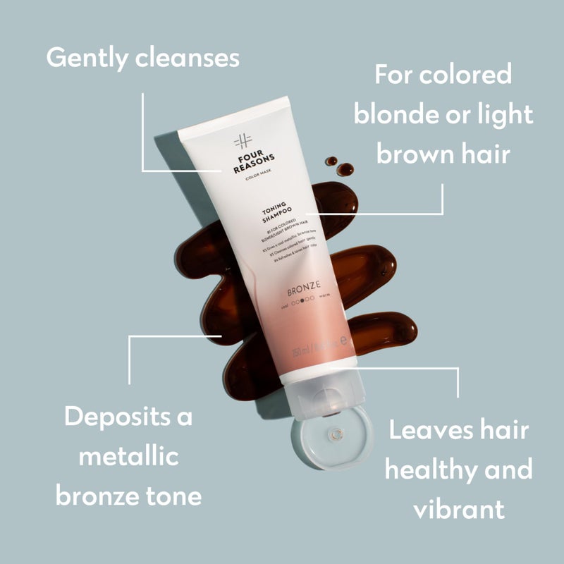 FOUR REASONS Bronze Hair Toner - Color Depositing Shampoo for Treated Hair (8 Colors, Sulfate-Free, Vegan, 8.45 Fl Oz) - Image 4