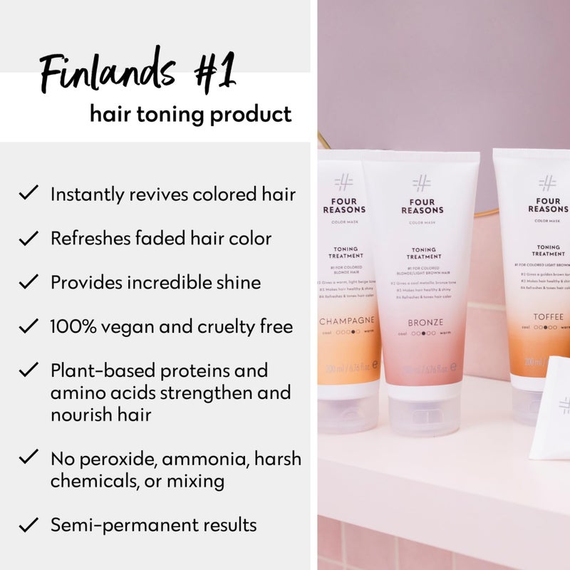 FOUR REASONS Bronze Hair Toner - Color Depositing Shampoo for Treated Hair (8 Colors, Sulfate-Free, Vegan, 8.45 Fl Oz) - Image 5