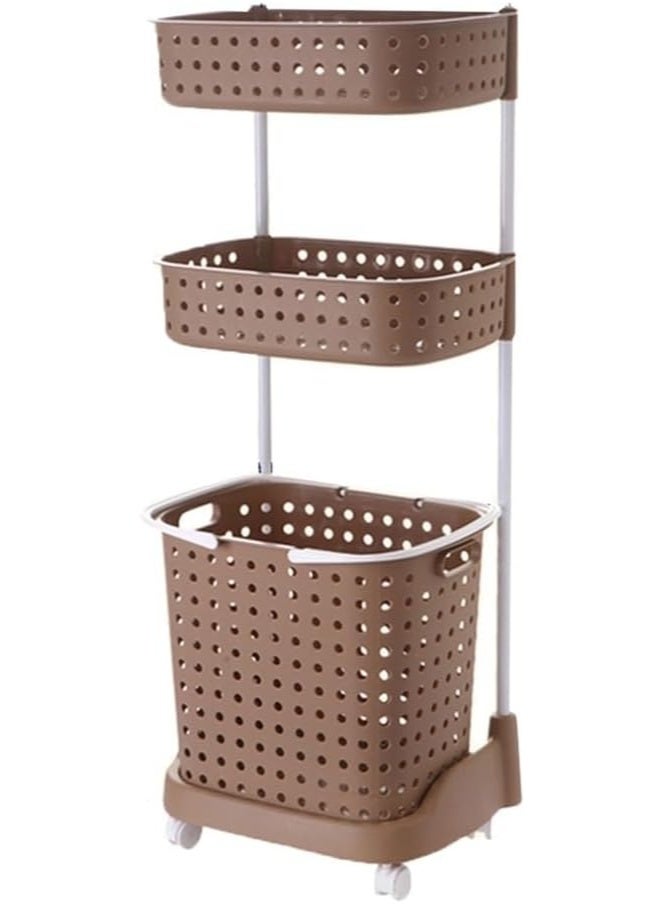 DubaiGallery 3-Tier Rolling Storage Cart with Baskets – Portable Laundry Organizer for Towels and Clothes - Image 1