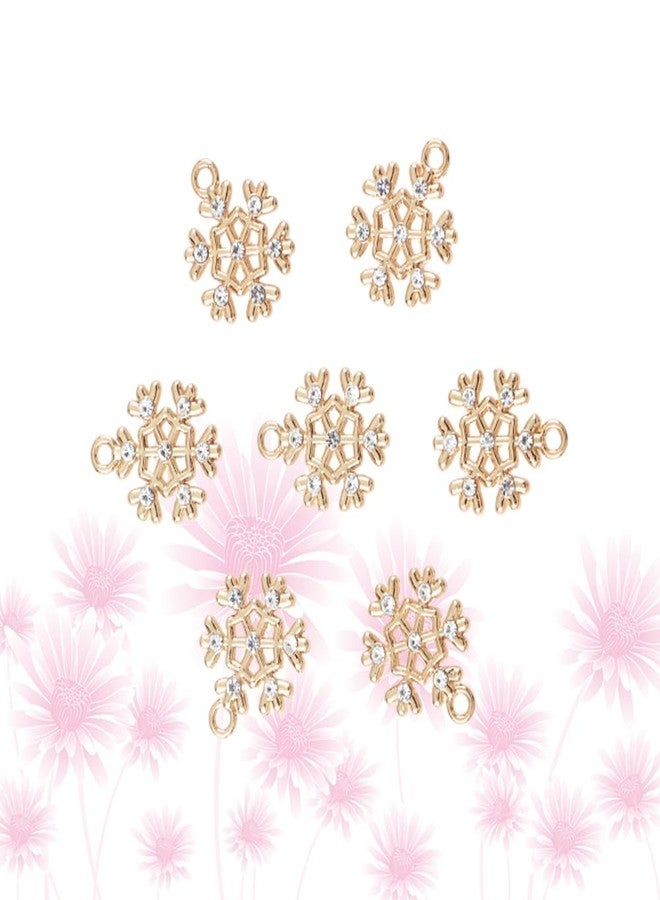 Amosfun 10pcs Christmas Snowflake Pendant Gold Rhinestone Snowflake Charms Pearl Pendants Charms for Crafting Bracelet Necklace Jewelry Making (15x18cm) - Image 4