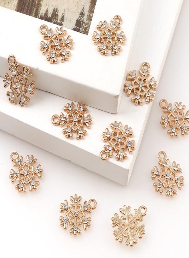 Amosfun 10pcs Christmas Snowflake Pendant Gold Rhinestone Snowflake Charms Pearl Pendants Charms for Crafting Bracelet Necklace Jewelry Making (15x18cm) - Image 5