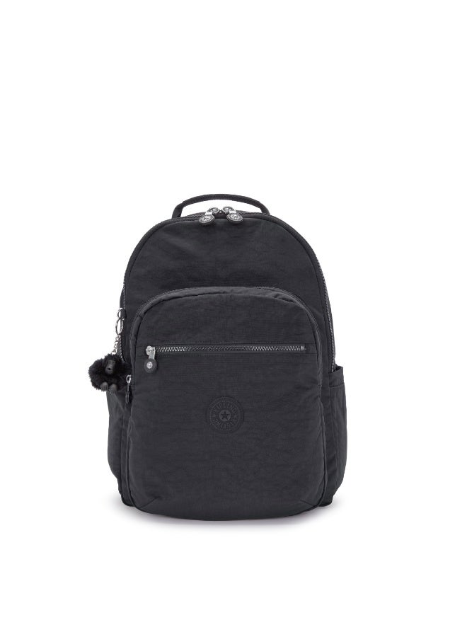 kipling Classic Seoul Ergonomic Kids School Large Backpack with Laptop Protection, 15-inch, 27L, 0.65kg, Bottle holder -Black Noir - (Black) - Image 1