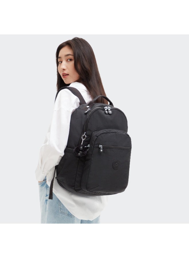 kipling Classic Seoul Ergonomic Kids School Large Backpack with Laptop Protection, 15-inch, 27L, 0.65kg, Bottle holder -Black Noir - (Black) - Image 4