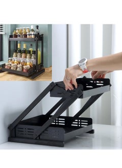 TYCOM Pull Out Spice Rack Organizer For Countertop and Cabinet, Standing Shelf Jars Storage Holder, Foldable Seasoning Shelf Organizer for Kitchen Storage,2 Layer White.  - Image 3