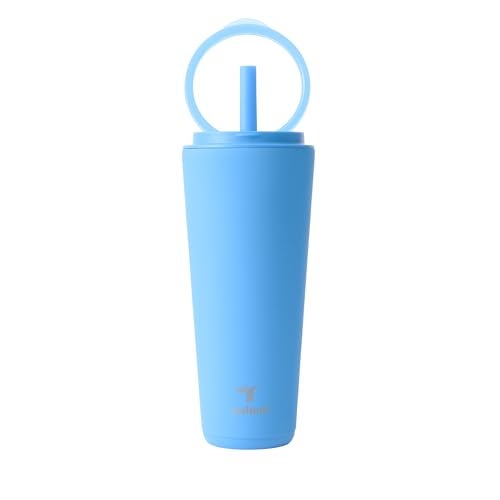 REDUCE Halo 32 oz Stainless Steel Vacuum Insulated Tumbler Spill Proof Travel Mug with Flip Handle Lid Keeps Drinks Cold for 32 Hrs Dishwasher Safe Cupholder Friendly Oahu Blue - Image 1