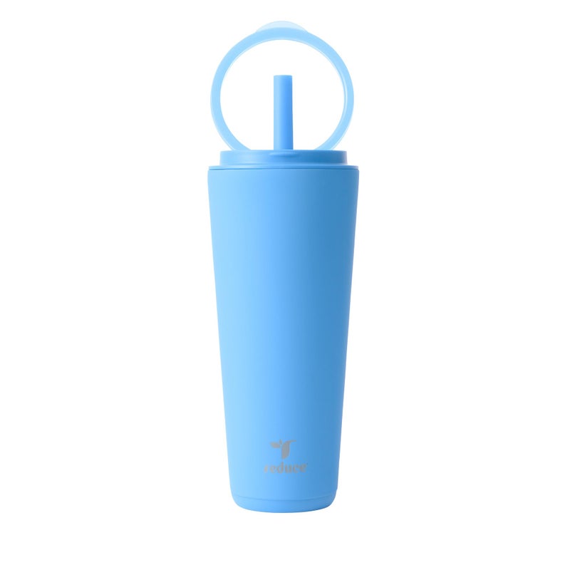 REDUCE Halo 32 oz Stainless Steel Vacuum Insulated Tumbler Spill Proof Travel Mug with Flip Handle Lid Keeps Drinks Cold for 32 Hrs Dishwasher Safe Cupholder Friendly Oahu Blue - Image 2