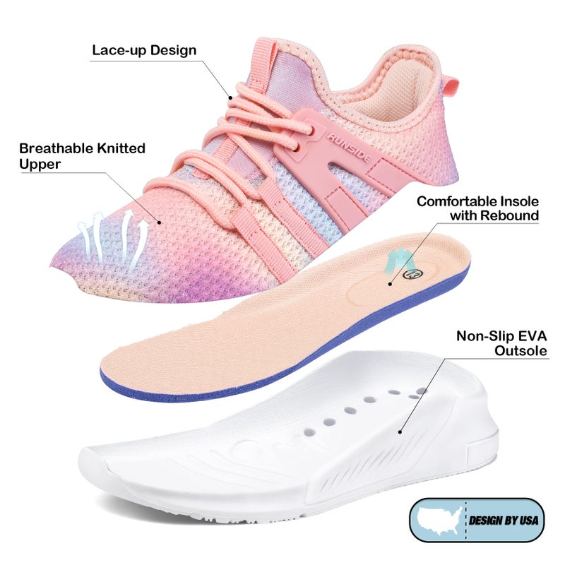 RUNSIDE Girls Tennis Shoes Lightweight Sports Kids Sneakers Lace-up for Running/Walking, Toddler/Little Kid/Big Kid - Image 5