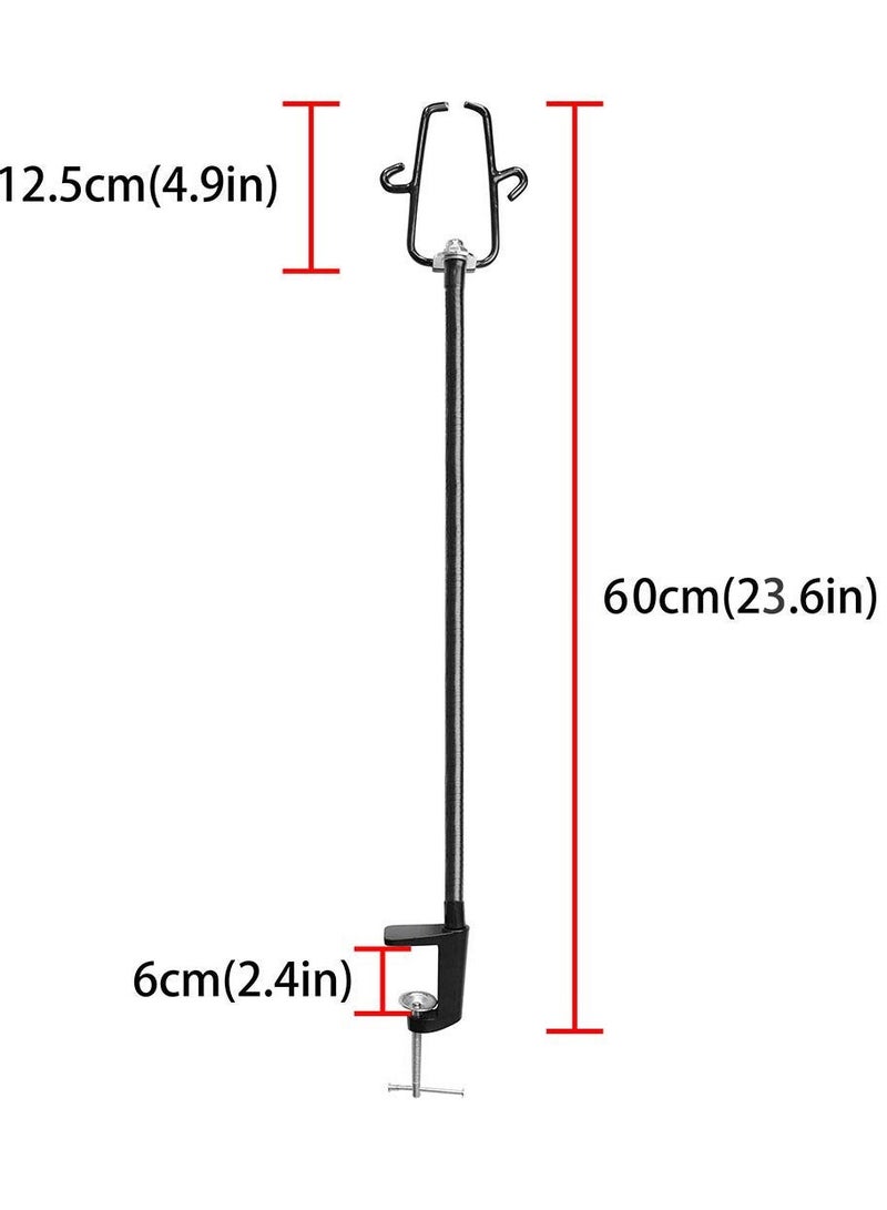 واي آند دي Hair Dryer Holder, Hands Free Blow Stainless Steel Stand Clamp Mount for Countertop, Adjustable Dog Grooming Makeup Table Arm with (Black) - Image 5