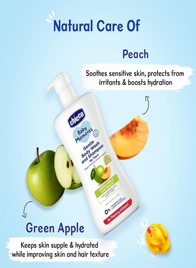 Chicco Baby Moments Gentle Bodywash & Shampoo with Green Apple & Peach, 500ml | Head-to-Toe | No Tears Formula | Hydrated Skin & Hair | Dermatologically Tested | Parabens & Phenoxyethanol Free - Image 5