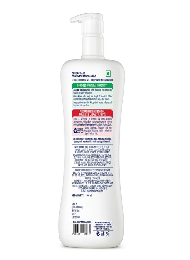 Chicco Baby Moments Gentle Bodywash & Shampoo with Green Apple & Peach, 500ml | Head-to-Toe | No Tears Formula | Hydrated Skin & Hair | Dermatologically Tested | Parabens & Phenoxyethanol Free - Image 1