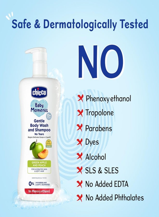Chicco Baby Moments Gentle Bodywash & Shampoo with Green Apple & Peach, 500ml | Head-to-Toe | No Tears Formula | Hydrated Skin & Hair | Dermatologically Tested | Parabens & Phenoxyethanol Free - Image 4