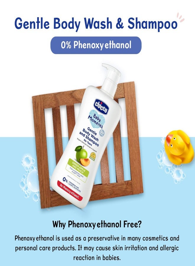 Chicco Baby Moments Gentle Bodywash & Shampoo with Green Apple & Peach, 500ml | Head-to-Toe | No Tears Formula | Hydrated Skin & Hair | Dermatologically Tested | Parabens & Phenoxyethanol Free - Image 3